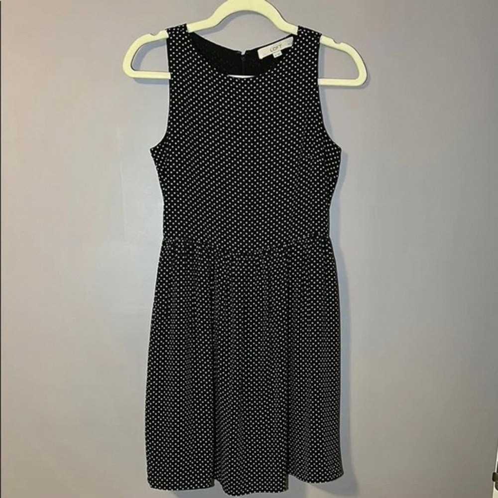 LOFT Black and White Dotted Mini Dress